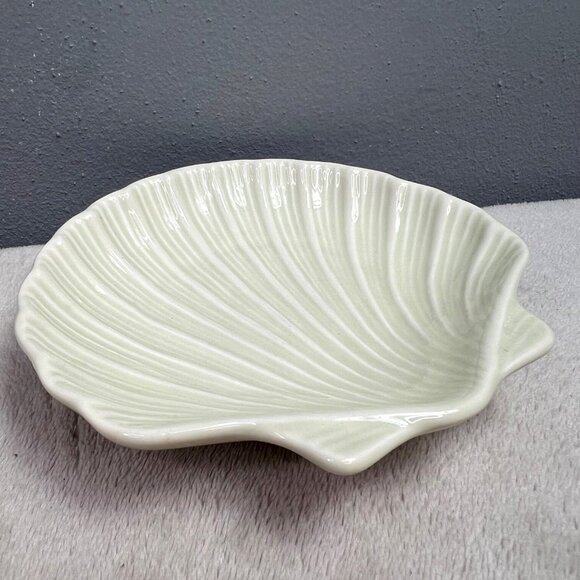 Vintage Seashell Trinket Tray Soap Dish Japan Cream Beige - Picture 2 of 5